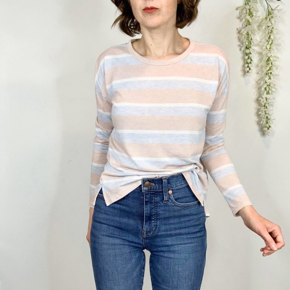 LOFT LOU & GREY long sleeve striped top soft girl baby pink blue - Picture 10 of 10